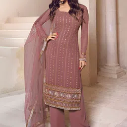Inddus Ethnic Motifs Embroidered Regular Thread Work Kurta with Palazzos & Dupatta-image-36