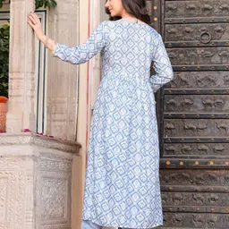 KALINI Floral Embroidered Regular Thread Work Kurta with Palazzos & With Dupatta image 3