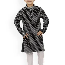 BAESD Boys Ethnic Motifs Embroidered Straight Sequined Kurta with Trousers-image-95