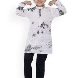 BAESD Boys Ethnic Motifs Embroidered Straight Thread Work Kurta with Pyjamas-32
