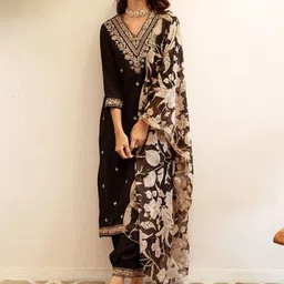 V.S.Creation Women Floral Embroidered Regular Thread Work Kurta with Salwar & With Dupatta-50