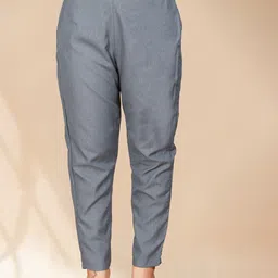 Anouk Grey Ethnic Motifs Yoke Design Thread Work Kurta with Trousers & Dupatta image 3