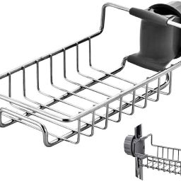 Stainless Steel Sink Caddy Organizer,Tap Organiser Clip Storage Rack Practical Home Kitchen Faucet Shelf Snap-on Faucet Rack Drain Rack with Towel Holder for Soap, Sponge Stainless Steel Wall Shelf-image-22