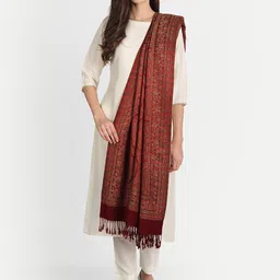 HK colours of fashion Women Maroon Woven-Design Shawl-45