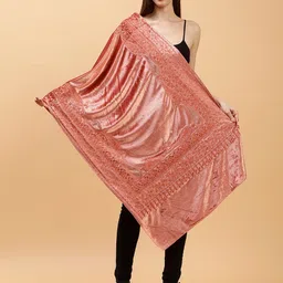 Moda Chales Paisley Embroidered Velvet Shawl-image-96