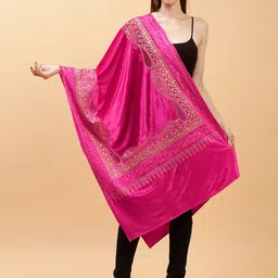 Moda Chales Paisley Embroidered Velvet Shawl-image-94