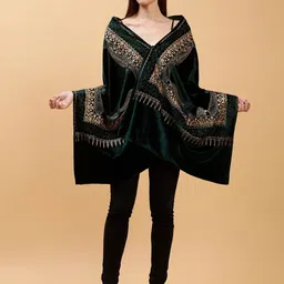 Moda Chales Paisley Embroidered Velvet Shawl-image-95