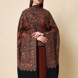 Pashmoda Women Black Embroidered Pure Wool Shawl-17