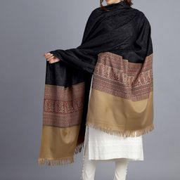 HANDICRAFT PALACE Women Black Hand Woven Design Jamwar Paisley Wool Shawl-47