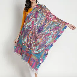 Moda Chales Floral Embroidered Pure Wool Shawl-image-33