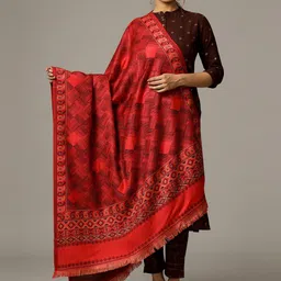HANDICRAFT PALACE Women Pink  & Black Woven-Design Shawl-picture-3