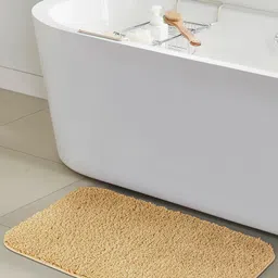 OBSESSIONS Tan Brown Solid Anti-Skid Polyester 1400 GSM Bath Mat-image-11