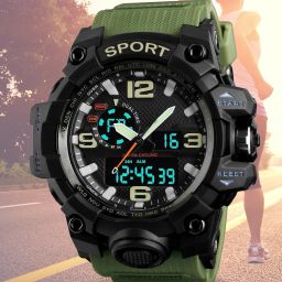 Cool 1155 Sports Watch – Green for Men Analog-Digital Watch - For Men PU Band Sports Watch in Green, Hybrid View-image-82