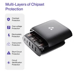 ambrane RAAP HUB 75 75W Type A & Type C 5-Port Fast Multi-Port Charger (Adapter Only, Intelligent Current Detection, Black) image 5