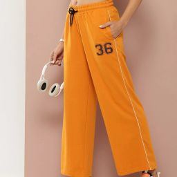 Women Solid Orange Track Pants-image-53