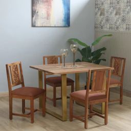 woodsworth from pepperfry Vivant Acacia Wood 4 Seater Dining Set In Scratch Resistant Natural Finish-picture-10