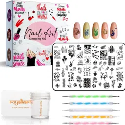 Nail Art Stamping Kit Jumbo Image Plate With Soft Nail Silicon Stamper, Scraper & 5pcs Double-Sided Dotting Tool(CF05)-42