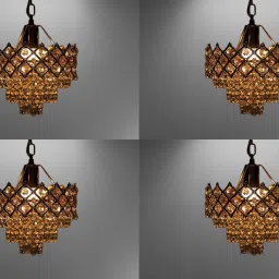 Crystal Gold polish metal 160mm chandelier hanging ceiling jhoomer pack of 4 Chandelier Ceiling Lamp-image-69
