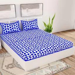 uniqchoice Yellow Abstract 120 TC Cotton Queen Sized Bedsheet with 2 Pillow Cover-picture-42
