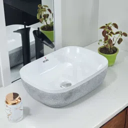 Marble Series Glossy Ceramic Wash Basin|Tabletop Wash basin (13" x 18" x 5.5") Vessel Sink-image-39