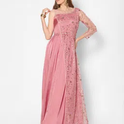 Kiya Pink & Gold-Toned Embellished Embroidered Net A-Line Maxi Dress-picture-14