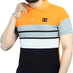 Men Colorblock Polo Neck Polycotton Yellow T-Shirt-picture-11