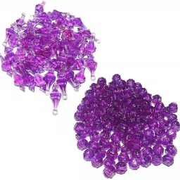 PCAMacrame Crystal Purple Colour Hanging Bells/Macrame Latkan, with Crystal Beads (Jhula, Toran, Jhumar, Pot and Wall Hangings) Mix Set of Matka Beads 100 Bells 50-26