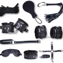 Luxury Faux Leather Harness Costume with free Baby Doll - Black-image-62