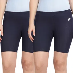 envie Pack of 2 Solid Women Dark Blue Cycling Shorts-picture-24