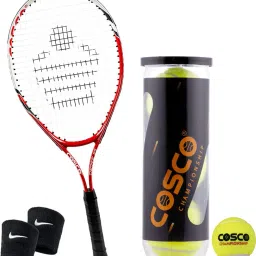 Junior Size, Aluminium Tennis Racket (25 Inches) With Tennis Ball Pair Wrist Band Multicolor Strung Tennis Racquet-image-42