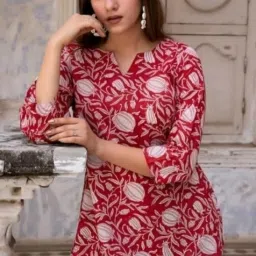 Formal Regular Sleeves Printed Women Red Top-picture-7