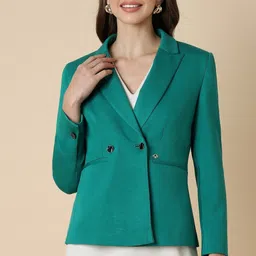 allen solly Women Solid Single Breasted Formal Blazer-picture-6