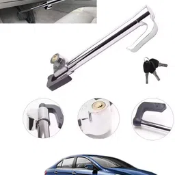 msnp Silver Universal Stainless Steel Car Clutch/Steering Lock For Extra Safty-56 Gear Lock-picture-4