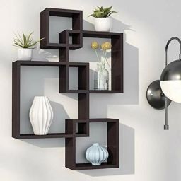 Wooden Intersecting Wall Shelves for Living Room, Bedroom. MDF (Medium Density Fiber) Wall Shelf-12