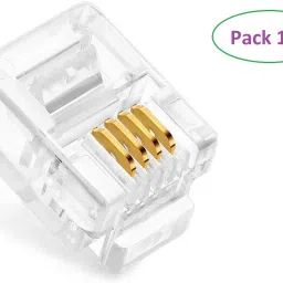 Tech-X 100pcs Telephone Plug 4 Pin RJ11 6P4C Modular Plug Telephone Phone Connector Crystal Head Plug Network Connector (6/4, Telephone Cord Connector Adapter Crimp) Four-core Cable RJ 11 Plug Lan Adapter-0