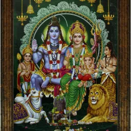 LORD SHIV PARIWAR (1973) WITHOUT GLASS Digital Reprint 13 inch x 10 inch Painting-image-83