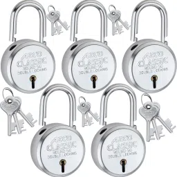 Classic 50mm, 7 Levers,Double Lock with Chrome Finish (combo Offer) 5 Padlock-18