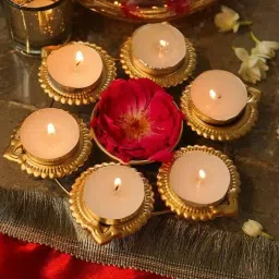 Decorative Urli Bowl for Home Temple & Festive Flower Decoration & Diwali Iron Table Diya-image-47