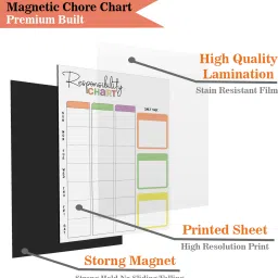 inkdotpot Magnetic Whiteboard Responsibility Chart/Planner Chore Chart for Refrigerator image 4