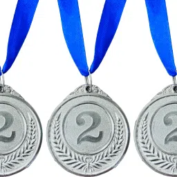 3Pc Imported Silver Medal With D-Blue Strip Medals for school competition sport Medal-image-9