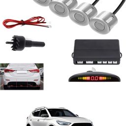 4Silver Parking Sensor With LED Display Increased Safety For Car-25 Universal 4 Silver Reverse Parking Sensor With LED Display For Cars-25 Parking Sensor-image-58