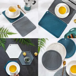 trifecta Trivets for Hot Dishes Mix Pattern Multi Color Set of 4 Matte Trivet image 5