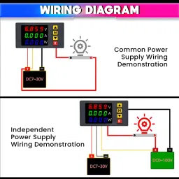 amicisense DC Energy Meter 3 in 1, 0-100V 10A 1000W Power Meter with Multi-Colour Digital Display Voltmeter image 2