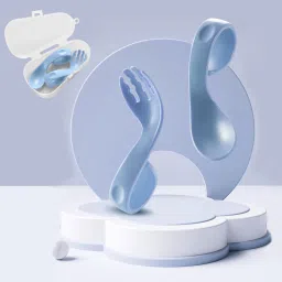 Learn to Eat Baby Self Feeding Set, Spoon and Fork along with Storage Box- Silicone-2