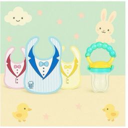 3 Pieces Baby Bibs with Fruit Nibbler | Waterproof Feeding Bib Combo-image-76