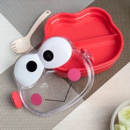Double Layer Frog Shape Lunch Box for Kids with Spoon, Red, Plastic, 1.2 Liters 2 Containers Lunch Box-image-37
