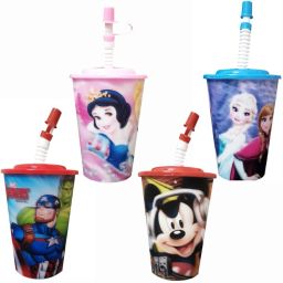 Kids Birthday Return Gift 3D Look Cartoon Design Sipper Glass with Straw for Boys and Girls-picture-3