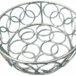 Round Silver Ring Basket – Multi-Purpose Kitchen Storage Organizer (Pack of 1) Stainless Steel Fruit & Vegetable Basket-image-4