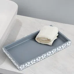 OBSESSIONS White & Grey Textured Rectangular Bath Tray-11