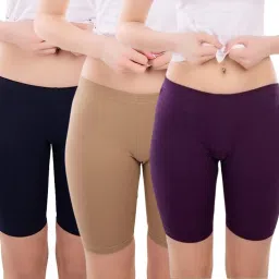 Pack of 3 Solid Women Maroon Cycling Shorts-image-33